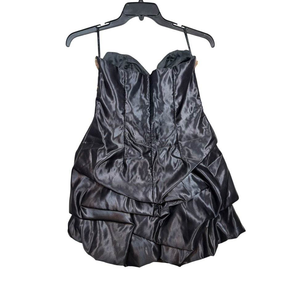 Jessica McClintock for Gunne Sax Black & Gold Sequin Bubble Mini Dress Size 9 - Picture 2 of 7